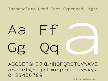 Inconsolata Expanded Light Nerd Font Complete Version 3.001 Font Sample
