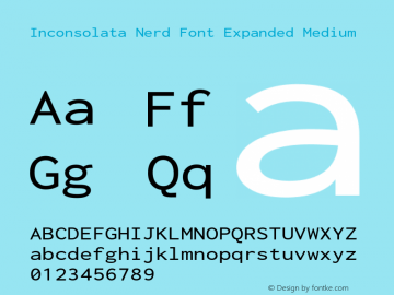 Inconsolata Expanded Medium Nerd Font Complete Version 3.001图片样张