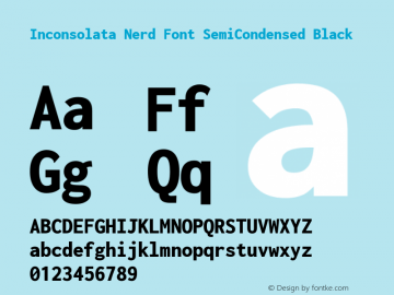 Inconsolata SemiCondensed Black Nerd Font Complete Version 3.001 Font Sample