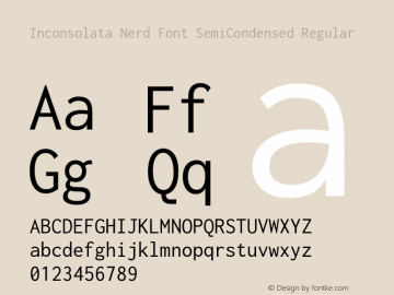 Inconsolata SemiCondensed Regular Nerd Font Complete Version 3.001 Font Sample