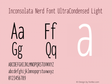 Inconsolata UltraCondensed Light Nerd Font Complete Version 3.001 Font Sample