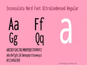 Inconsolata UltraCondensed Regular Nerd Font Complete Version 3.001 Font Sample