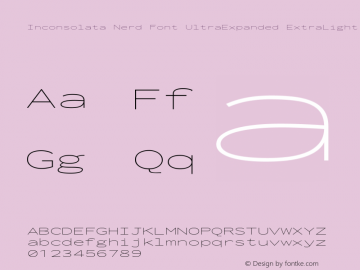 Inconsolata UltraExpanded ExtraLight Nerd Font Complete Version 3.001 Font Sample