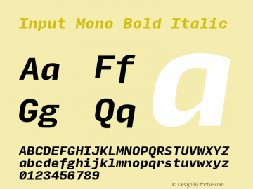 InputMono BoldIta Version 0.000;PS 0.0;hotconv 1.0.72;makeotf.lib2.5.5900图片样张