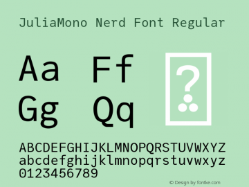 JuliaMono Regular Nerd Font Complete Version 0.027; ttfautohint (v1.8) Font Sample