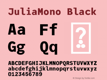 JuliaMono Black Version 0.027; ttfautohint (v1.8) Font Sample