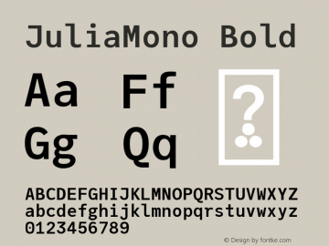 JuliaMono Bold Version 0.027; ttfautohint (v1.8) Font Sample