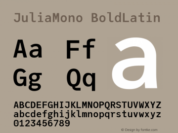 JuliaMono BoldLatin Version 0.027; ttfautohint (v1.8) Font Sample
