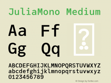 JuliaMono Medium Version 0.027; ttfautohint (v1.8) Font Sample