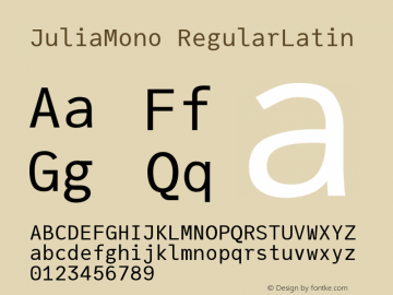 JuliaMono RegularLatin Version 0.027; ttfautohint (v1.8) Font Sample