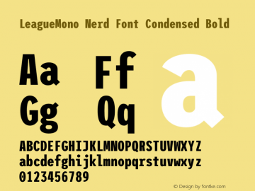 League Mono Condensed Bold Nerd Font Complete Version 2.210图片样张