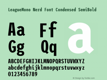 League Mono Condensed SemiBold Nerd Font Complete Version 2.210图片样张