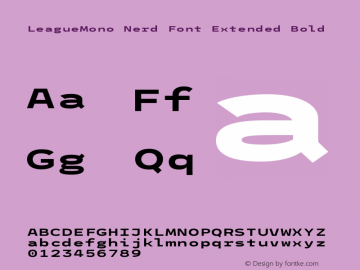 League Mono Extended Bold Nerd Font Complete Version 2.210 Font Sample