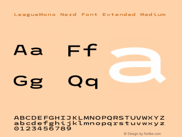 League Mono Extended Medium Nerd Font Complete Version 2.210图片样张
