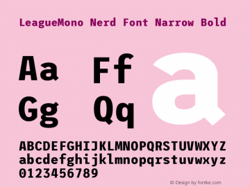 League Mono Narrow Bold Nerd Font Complete Version 2.210 Font Sample