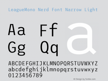 League Mono Narrow Light Nerd Font Complete Version 2.210图片样张