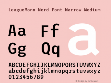 League Mono Narrow Medium Nerd Font Complete Version 2.210图片样张