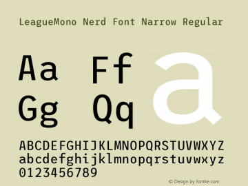 League Mono Narrow Regular Nerd Font Complete Version 2.210图片样张