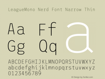 League Mono Narrow Thin Nerd Font Complete Version 2.210 Font Sample