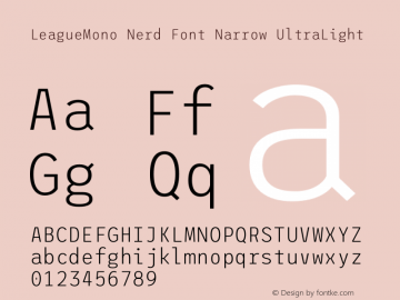 League Mono Narrow UltraLight Nerd Font Complete Version 2.210图片样张