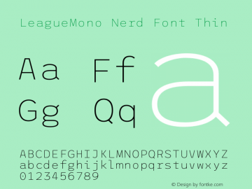League Mono Thin Nerd Font Complete Version 2.210 Font Sample