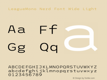 League Mono Wide Light Nerd Font Complete Version 2.210图片样张