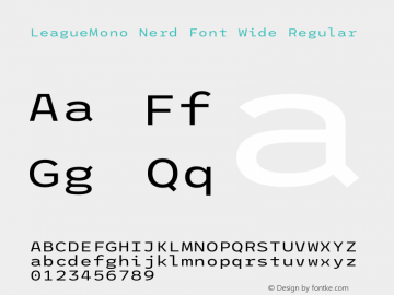 League Mono Wide Regular Nerd Font Complete Version 2.210图片样张