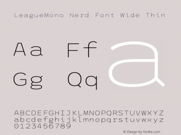 League Mono Wide Thin Nerd Font Complete Version 2.210图片样张