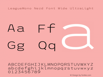 League Mono Wide UltraLight Nerd Font Complete Version 2.210图片样张