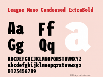 League Mono Condensed ExtraBold Version 2.210 Font Sample