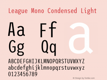 League Mono Condensed Light Version 2.210 Font Sample