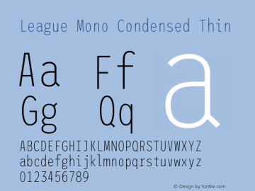 League Mono Condensed Thin Version 2.210 Font Sample