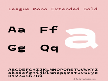 League Mono Extended Bold Version 2.210 Font Sample