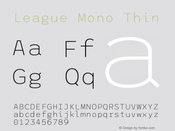 League Mono Thin Version 2.210 Font Sample