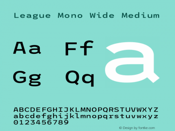 League Mono Wide Medium Version 2.210 Font Sample
