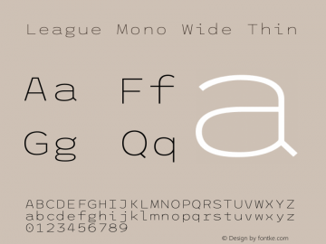 League Mono Wide Thin Version 2.210 Font Sample