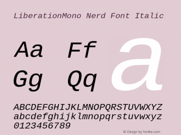 Liberation Mono Italic Nerd Font Complete Version 2.1.1图片样张