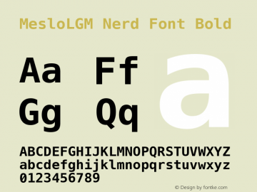 Meslo LG M Bold Nerd Font Complete 1.200 Font Sample