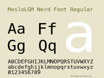 Meslo LG M Regular Nerd Font Complete 1.200 Font Sample