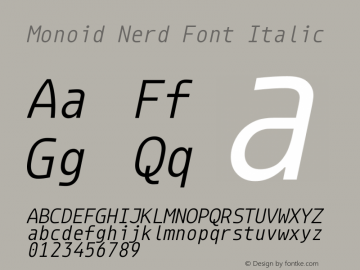 Monoid Italic Nerd Font Complete Version 0.61;Nerd Fonts 2.1.图片样张