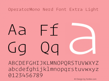 Operator Mono XLight Version 1.200 Font Sample