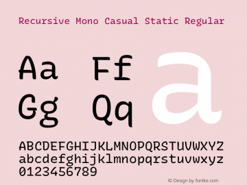 Recursive Mn Csl St Version 1.066;hotconv 1.0.115;makeotfexe 2.5.65600; ttfautohint (v1.8.3) Font Sample