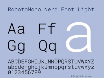 Roboto Mono Light Nerd Font Complete Version 3.000图片样张