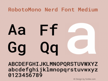 Roboto Mono Medium Nerd Font Complete Version 3.000图片样张