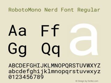 Roboto Mono Regular Nerd Font Complete Version 3.000 Font Sample