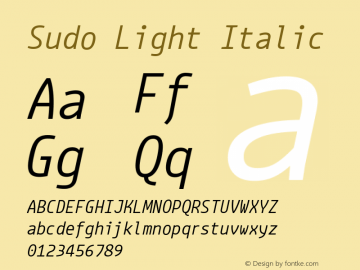Sudo Light Italic Version 0.050 Font Sample