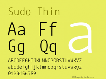 Sudo Thin Version 0.050 Font Sample