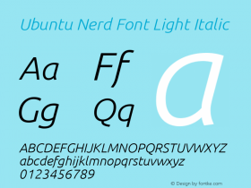 Ubuntu Light Italic Nerd Font Complete 0.83 Font Sample