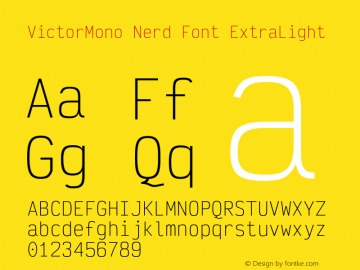 Victor Mono ExtraLight Nerd Font Complete Version 1.420;hotconv 1.0.109;makeotfexe 2.5.65596图片样张