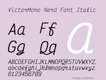 Victor Mono Italic Nerd Font Complete Version 1.420;hotconv 1.0.109;makeotfexe 2.5.65596图片样张
